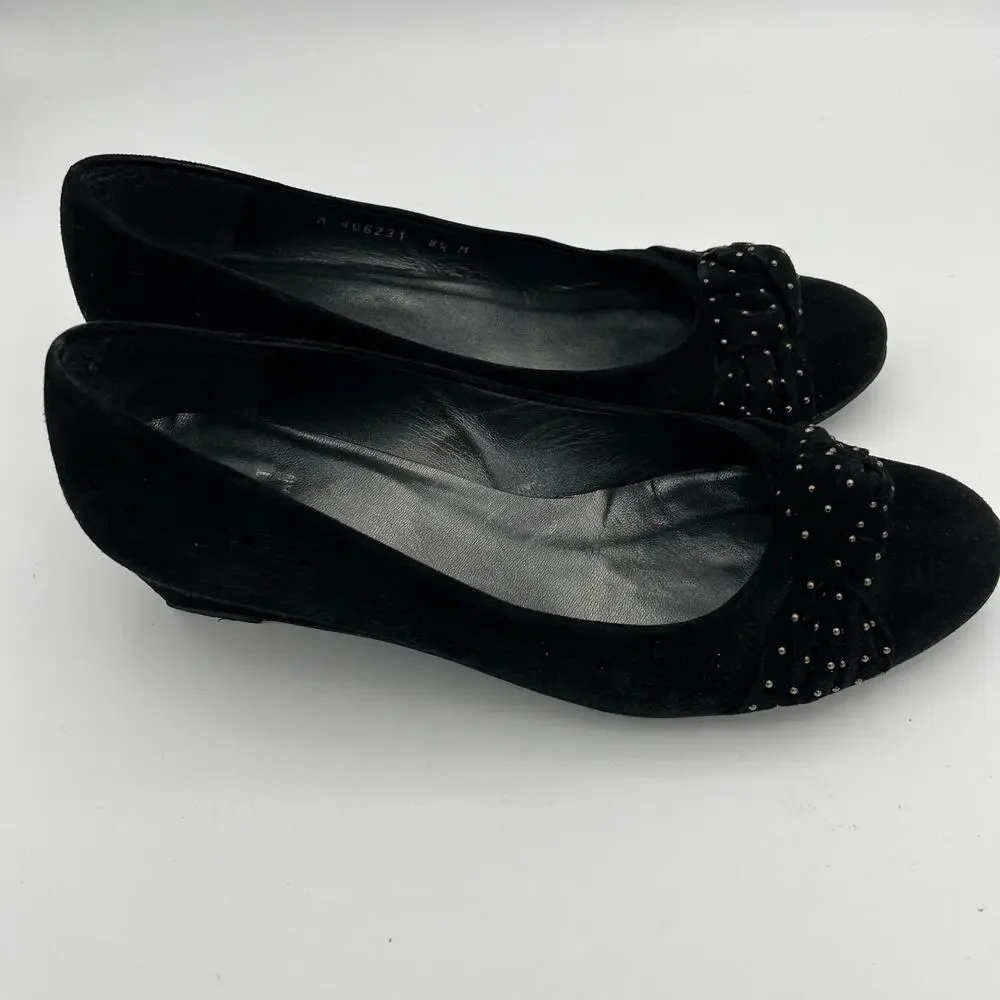 Stuart Weitzman Women's Black Suede Closed Toe Wedge Pumps Size 8 1/2 M - Picture 2 of 10